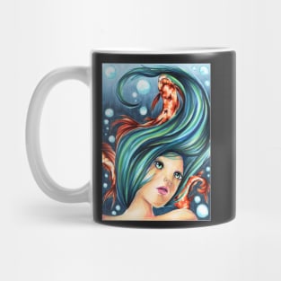 Koi Fish Underwater Ocean Girl Scene Mug